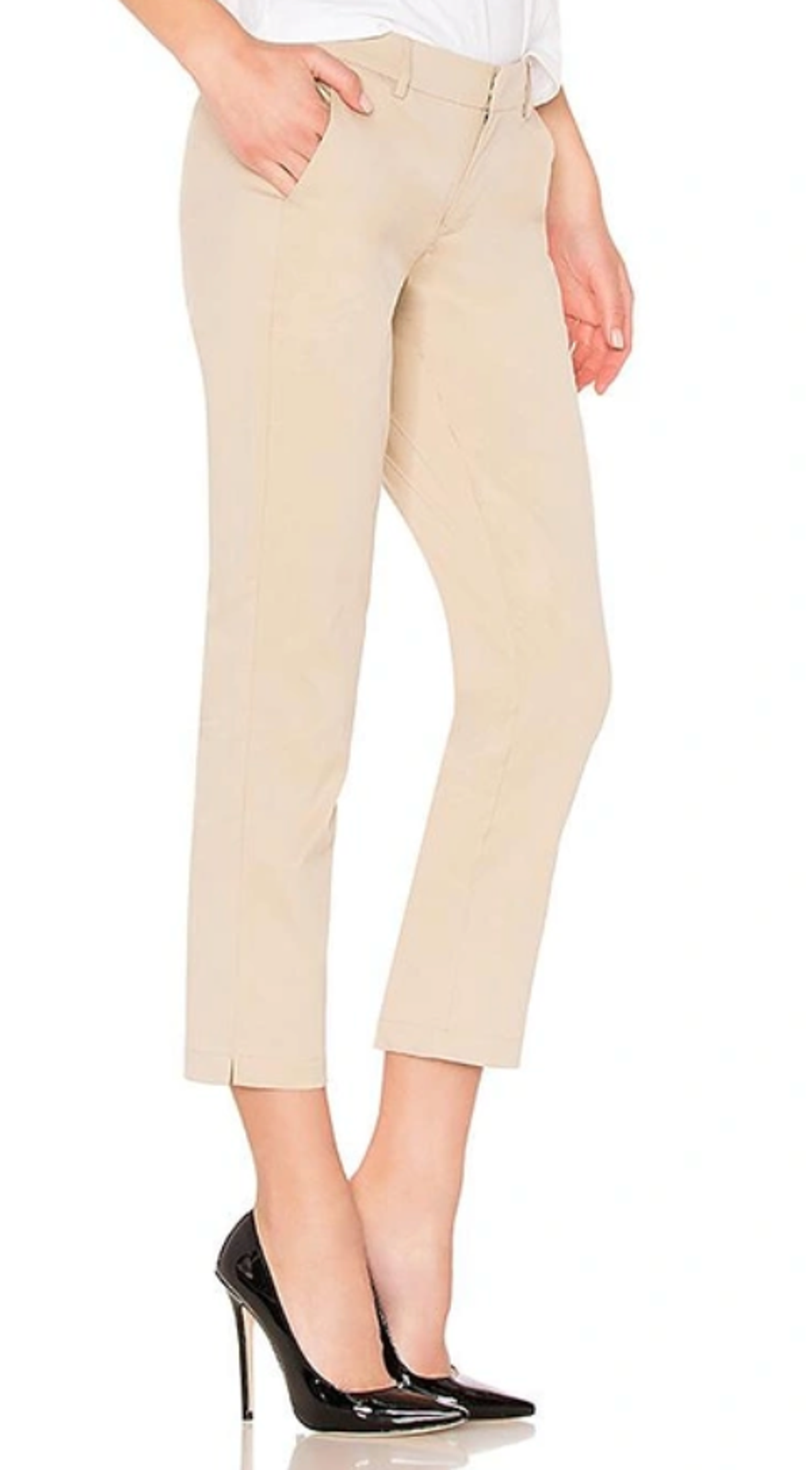 Joie Golda Pant Womens 4 Light Sand Welt Pockets Ankle Crop Zip Fly Straight Leg